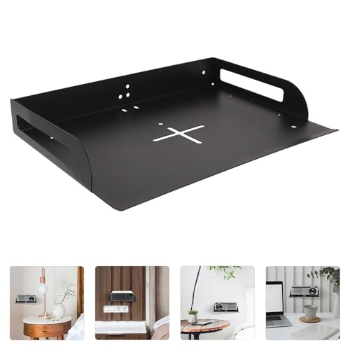 Soporte de pared negro para proyector y estante de cable 7