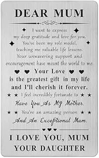 Mum Gifts from Daughter, Engraved Card Gift for Mum, Mom Gifts from Daughter, Birthday Mother's Day Christmas Gifts for Mum from Daughter