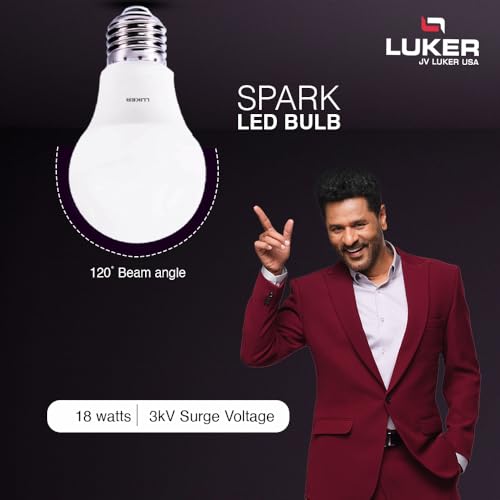 Image of LUKER JVLuker 18W LED Bulb B22 Base Energy Efficient 2 Star Light 120 Degree Wide Beam Coverage High CRI Surge Protection Lights for Home and Office, 1 Year Warranty (Pack of 4, White)