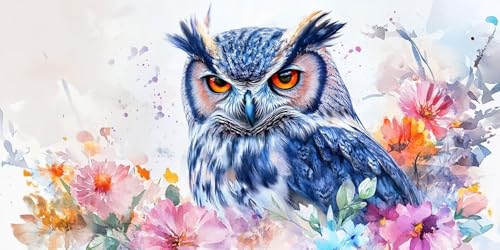 Pintar por Numeros Adultos Búho Pintar por Numeros Flor DIY Manualidades Adultos Lienzos Para Pintar Kit con 3 Pinceles Pigmento Acrílico, Room Home Decor 40X80CM, Regalos Originales para Mujer