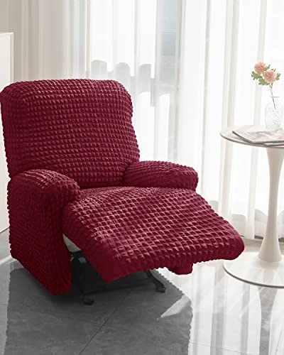 Bluesurge Recliner Chair Covers 4-Pieces Recliner Stretch Sofa Slipcover For Living Room Furniture Protector Couch Soft With Elastic Stretchable (Recliner, Wine Red) #TOP5