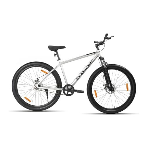 Image of ROADGIANT Filipino 24T MTB Aluminum Alloy Frame Bicycle with Dual Disc Brakes Single Speed Front Suspension Unisex for All-Terrain Riding (Silver)