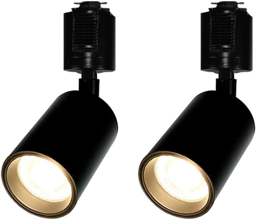 szbritelight ライティングレール用スポットライト 一体型 LED内蔵式 ledスポットライト 間接照明 40W形相当 消費電力4.6W 450lm 電球色 3000K ダクトレール用照明器具 レールライト COB 高演色Ra92+ 角度調節可能 取付簡単 リビング 寝室 インテリア 店舗 2個セット (ブラック, 電球色)