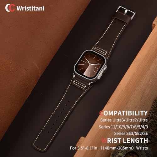 Image of Wristitani Genuine Leather Strap Compatible With Apple Watch