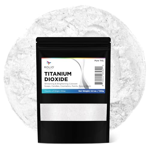 Rolio Pure Titanium Dioxide Powder, 3.5 Oz (100g) Bag – Whitening Colorant for Soap Dye, Sunscreen and Lotion, Epoxy Resin, Candles, Cosmetics, Concrete...