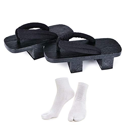 Japanese Wooden Clogs Sandals Japan Traditional Shoes Geta With Tabi Socks (US 8/25.5cm)