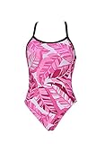 arena women's standard print challenge back one piece swimsuit, pink tropicals, 36