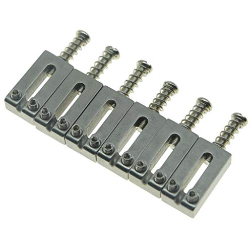 KAISH Set of 6 Stainless Steel Saddles Electric Guitar Bridge Saddle 10.5mm with Nickel Screws for Strat Tele Guitars