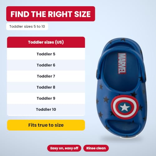 Marvel Spiderman Kids EVA Clog - Molded Open Toe EVA Clog Shoes for Boys & Girls Featuring Spiderman, Captain America, and Ironman (Blue, 8) - image 3
