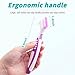 6 Pcs Denture Brush Set for False Teeth, Denture Toothbrushes with Double Sided Design, Denture Cleaning Brush with Multi-Layered Soft Bristles and Rubber Anti-Slip Handle, 4 Colors