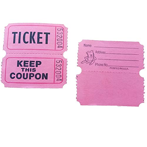 Raffle Tickets - (4 Rolls Of 2000 Double Tickets) 8,000 Total 50/50 Raffle Tickets (Magenta/Orange/Pink/White) #TOP1