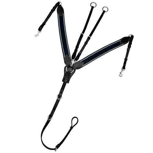 Exion English Breastplate for Horse with Running Attachment- Navy Blue Elastic | Brown, Black | English Leather Horse Elastic Breastplate