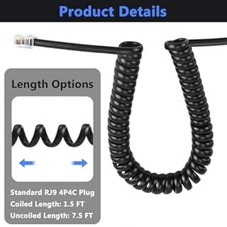 KINXIYU Telephone Cord Detangler and 360 Swivel Anti-Tangle Cord - 7.5Ft Uncoiled, 1.5Ft Coiled Landline Handset Cable
