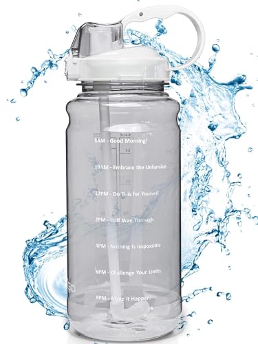 Image of Plastic 3 Liter Motivational Sports Gym Bottle Daily Water Intake With Time Markings Bpa-Free. Leak Proof For Adults For Gym, Travel And Office A- (Black)