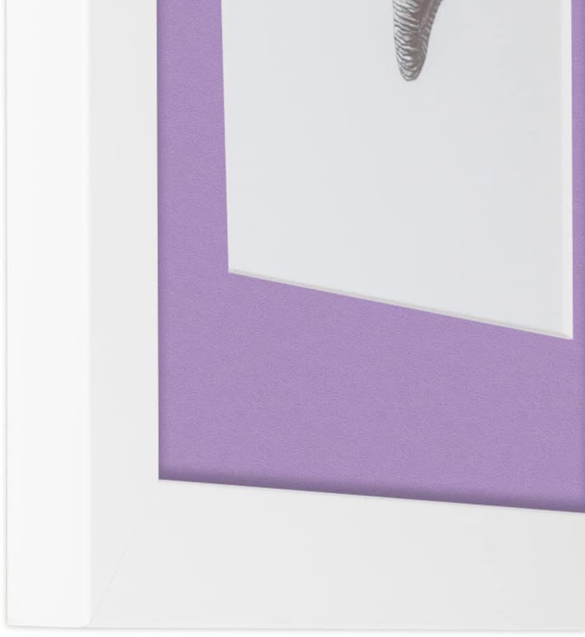 ArtToFrames 5x7 inch Satin White Frame Picture Frame with 2 Inch Single Lavender Mist Mat, SingleMat-FRBW26074-5x7-805