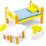 Imagination Generation Dreamland Children's Bedroom Set, Colorful Wooden Dollhouse Furniture (6 pcs)