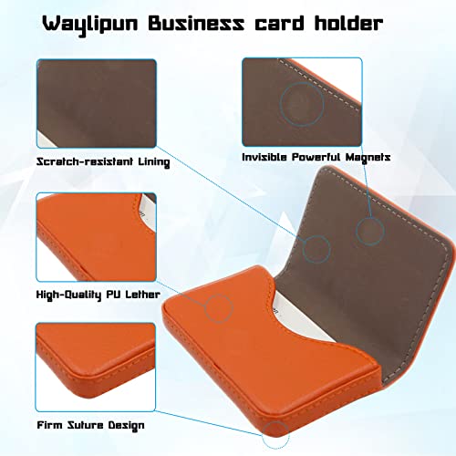 Waylipun Business Card Holder, PU Leather Business Card Case - Image 3
