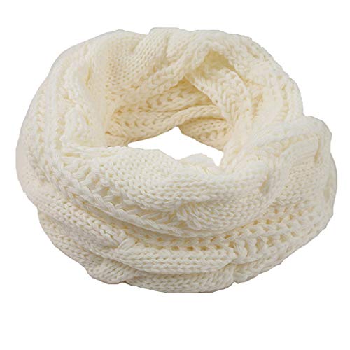 Preisvergleich Produktbild BoyYang Feinstrick Schal, einfarbiger Loop Schlauchschal, Feinripp Strickschal, Loopschal, Damen Grobstrickschal in weicher Qualität Loop Schal Winter Basic Schal Tuch Rundschal Halstücher(,Weiß