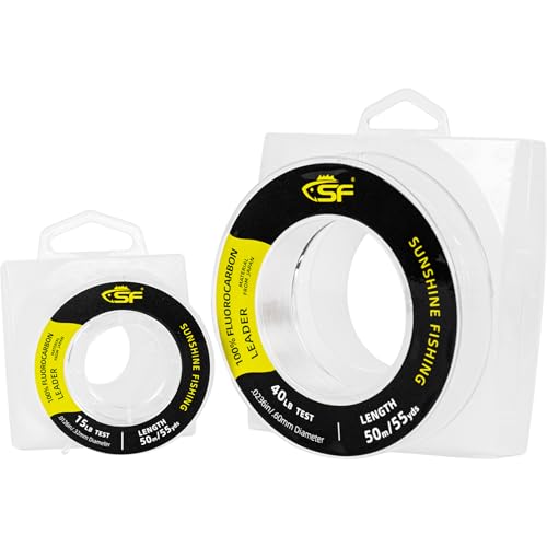 SF 100% Pure Fluorocarbon Leader Material Fishing Line Virtually Invisible Shock Resistant Increased Sensitivity Sink Fast Clear 55yd 40LB