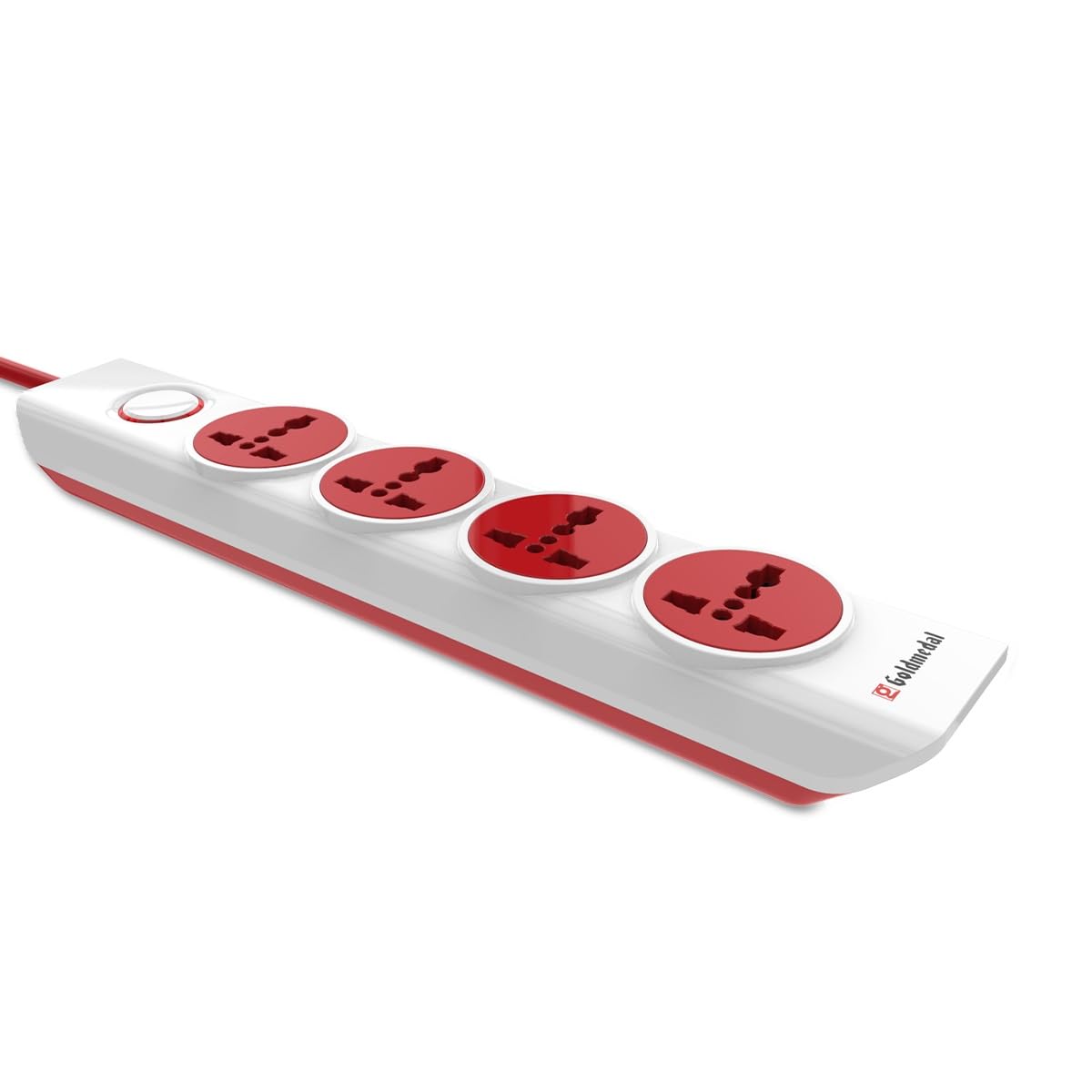 Goldmedal I-Design 4X1 Power Strip With 4 International Sockets,Master Switch,Indicator And 2-Meter Power Cable –White,Pack Of 1,Made With Fire-Retardant Material,Suitable For All Type Plugs,240Volts