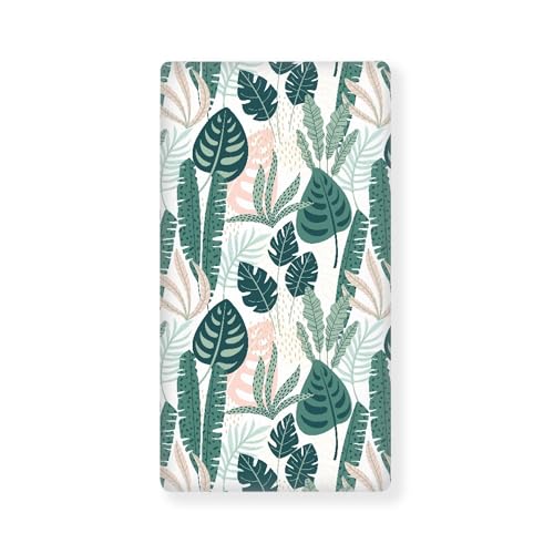 Streeyiu Tropical Leaves Baby Crib Sheets for Boys Girls Banana Leaf Fitted Crib Sheet for Standard Crib and Toddler Mattress Green Baby Mattress Sheets Toddler Bed Sheet 52x28x8 in