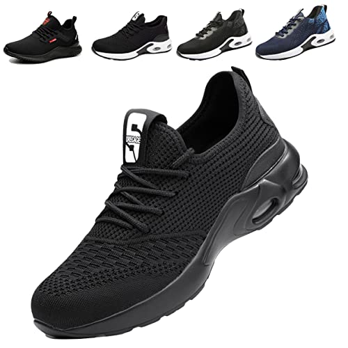 Fadezar Sicherheitsschuhe Herren Leichte Arbeitsschuhe Herren Damen Sportliche Atmungsaktive Stahlkappenschuhe rutschfeste Arbeitsturnschuhe 08 Schwarz 41