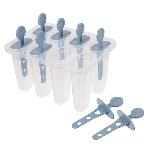 Ipetboom Molde para Paletas de Hielo Reutilizable de PP Práctico para Hacer Helados Caseros con Agua Leche o Fruta Fácil de Limpiar y Desmoldar Diseño Ovalado Gris Azul para Uso Doméstico