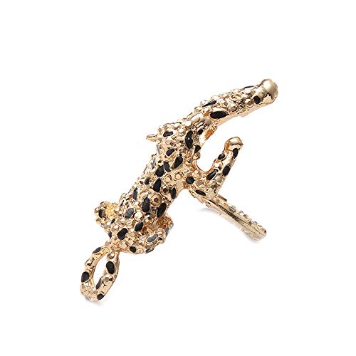 QTKJ Everyday Home Alloy Black and Gold Leopard Napkin Ring Set of 6 Napkin Buckle for Christmas, Holidays, Wedding, Parties, Dinners Decor (Leopard, Gold)