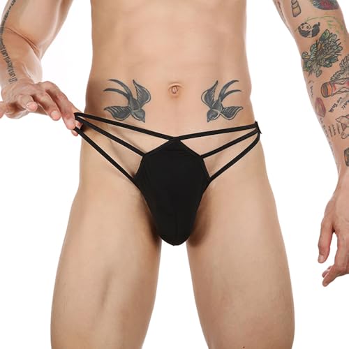 COMLIFE Men's Sexy T-Back Thong Stretchy Low Waist Large Pouch Bikini Underwear2