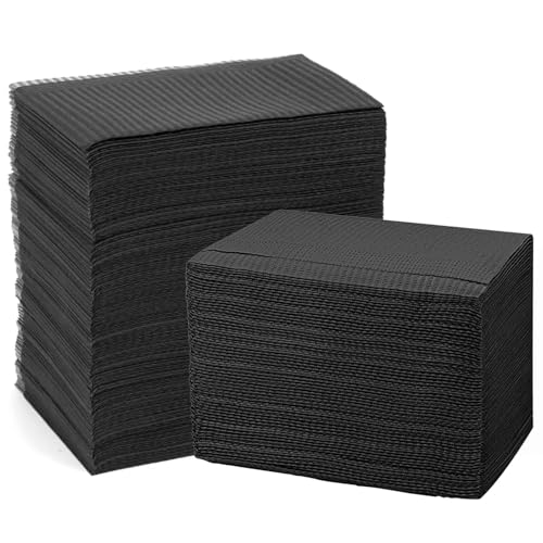 MeianJu - Dental Lot de 125 bavoirs jetables 3 couches imperméables 33 x 45 cm Idéal pour accessoires de tatouage, accessoires de salon de manucure et technique des cils Noir