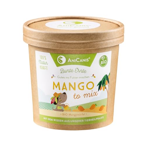 AniCanis Bio Mango für Hunde - Mangowürfel getrocknet - Obst Früchte - Ballaststoffe Antioxidantien Vitamine Mineralien - Barf Futterzusatz - 150g