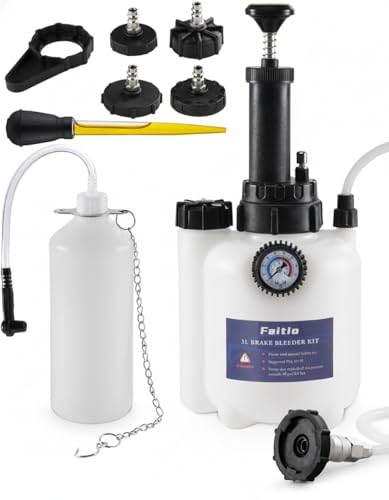 FAITIO 3L Brake Fluid Bleeder Kit w/ 1L Catch Bottle, Pressure...
