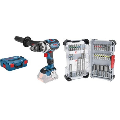 Bosch Professional 18V System Akku Schlagbohrschrauber GSB 18V-110 C (inkl. L-BOXX, ohne Akku/Ladegerät) + 35x Extra Hard Schrauberbit‑ und CYL-3 Bohrer-Set, 35‑tlg. (197 x 110,5 mm, Zubehör)