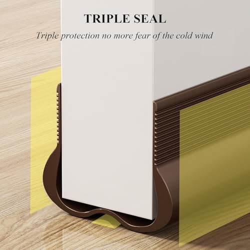 Flexible PVC Weather Stripping, 36" Under Door Draft Stopper, Cuttable Sealing Strips for Noise Blocking & Draft Prevention, Efficient Door Bottom Seal (Brown)
