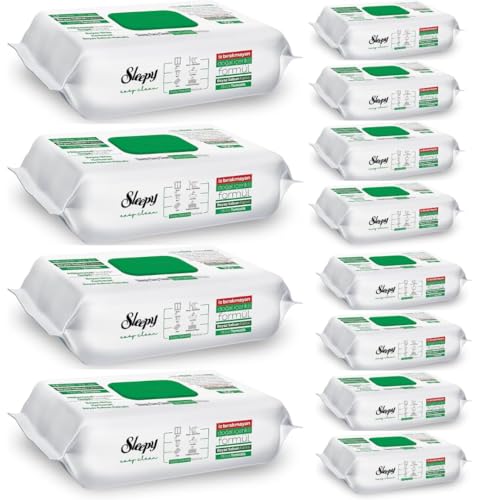 Sleepy - Toallitas para limpieza de superficies (100 unidades, 12 paquetes), color verde