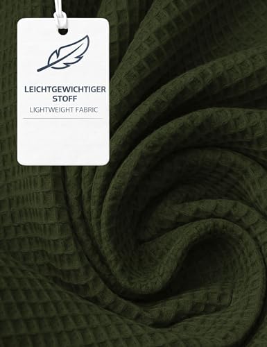 Morgenstern Bademantel Herren Leichter Waffelstoff aus 100% Baumwolle Waffelpique Fernan Oliv-Grün L