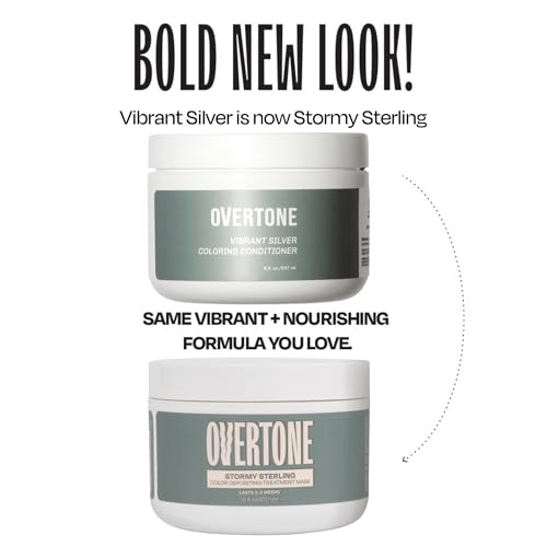 Image of Overtone Semi Permanent Hair Color Conditioner, Stormy Sterling, 8 oz, Nourishing, Damage-Free, Color Depositing Mask for All Hair Types with Shea Butter & Coconut Oil, Vegan & Cruelty-Free