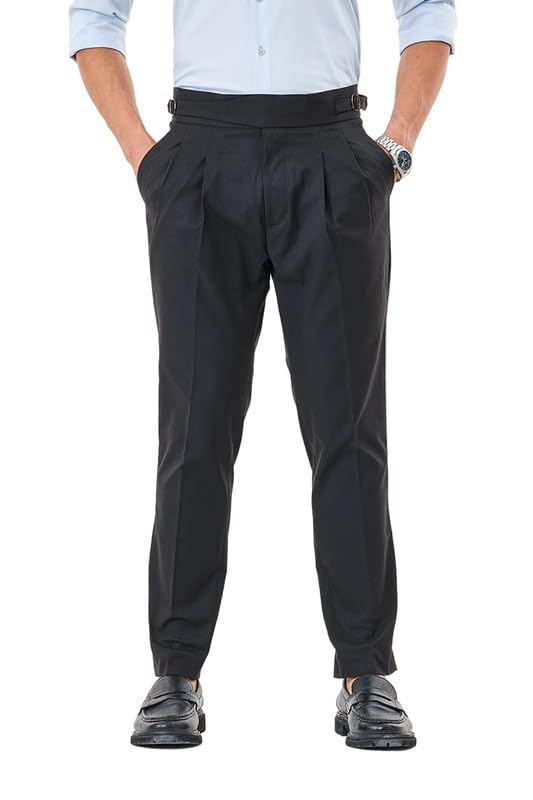 snitch Men Formal Trousers | High Rise Pleated Front Regular Fit | 100% Polyester Smooth Woven Fabric | Lightweight & Wrinkle-Free Design for Office & Business Meetings-picture-24