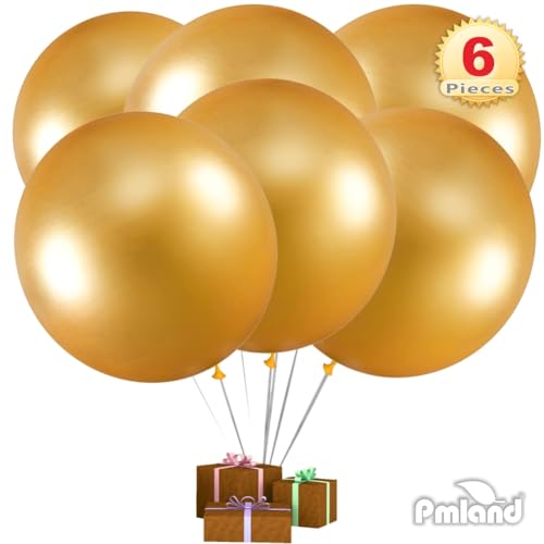 Image of PMLAND 6 Pcs Gold 36 Inch Giant Latex Balloons for Party Decor Decorations