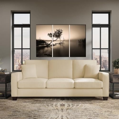 Image of Torque Moscow 3 Seater Fabric Sofa (Cream) 3 Person Sofa, Wooden Sofa Set,Couch for Living Room Furniture | 1 Years Warranty