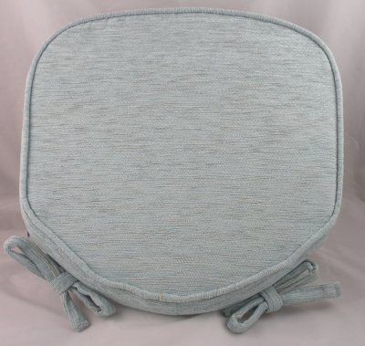 Duck Egg Blue Chenille Seat/Chair Pads/Cushions With Piped Edging