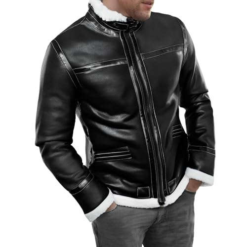 Chaqueta Bomber de Cuero Sintético para Hombre 5X-Large miniatura 1