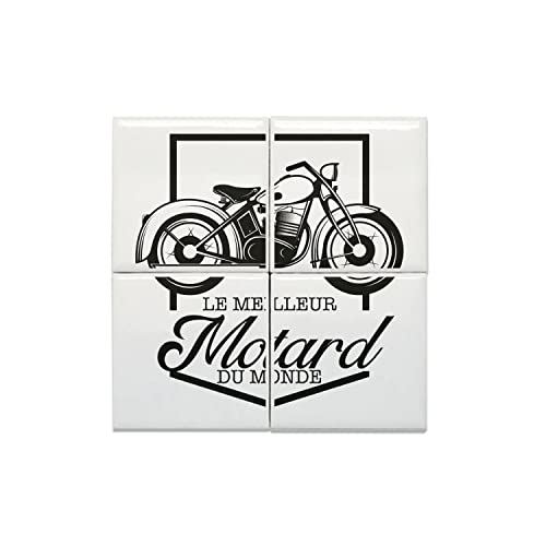 Carreaux céramique motard 20x20 cm lot de 4 décoration murale garage moto