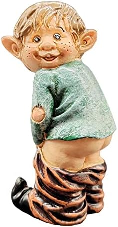 Wsmart Garden gnome Funny Statue Outdoor Naughty Figurines Yard Lawn Porch Decoration Summer go Away gnome Novelty Gift (Resin Brown)