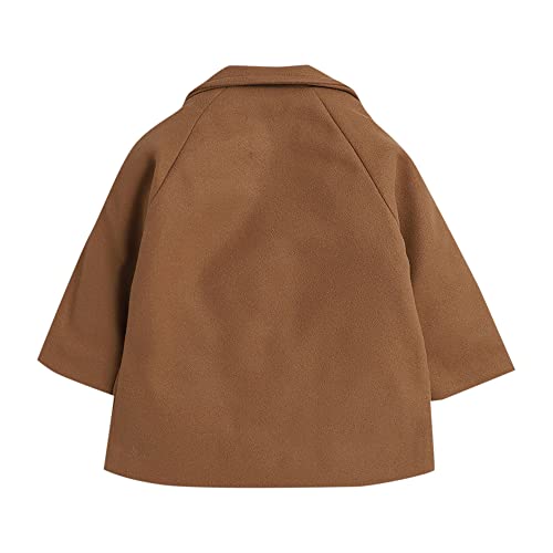 Image of Hopscotch Boy's Cotton Blend Waist Length Fibres Solid Full-Sleeve Standard Length Long Waist Coat In Brown Color