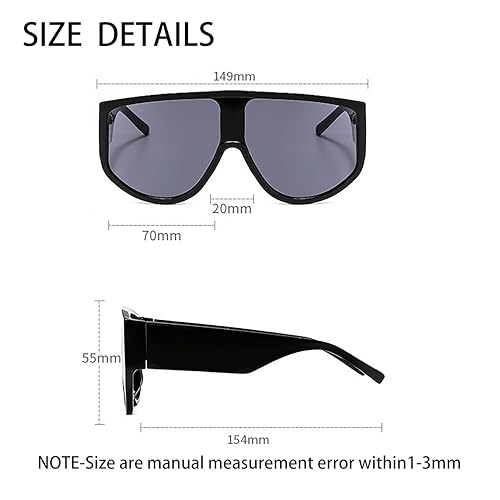 Fashion Large Square Men's Women's Personalized One Pieces Sunglasses With Thick Edge Leg2