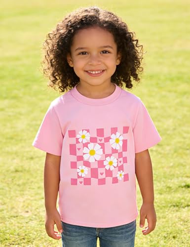 Image of Toddler Girls Clothes T-Shirt Short Sleeve Graphic Tee Cartoon Dinosaur 2-6T Girl Shirt Summer
