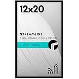 Americanflat 12x20 Picture Frame with Polished Plexiglass - Streamline Collection - Thin Border Picture Frame for Wall Display - Hanging Hardware Included - Black