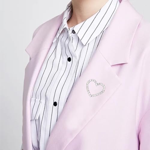 Image of Love Heart Pearl Hollow Out Brooch for Women Elegant Crystal Rhinestone Love Heart Brooches Pin Wedding Party Clothes Accessories Valentines Birthday Jewelry Gifts