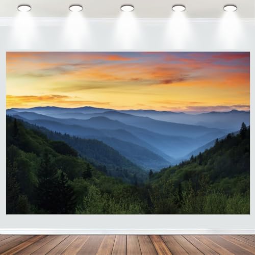 Fondo Fotográfico de Tela 7x5ft Montaña Amanecer miniatura 1